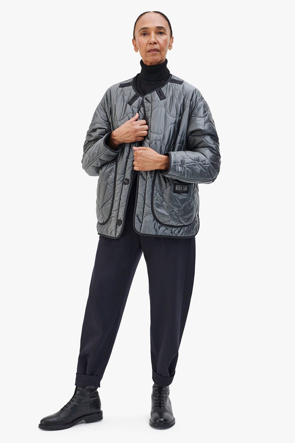 Cropped Quilt Jacket - Black / Anthracite (listing page thumbnail)