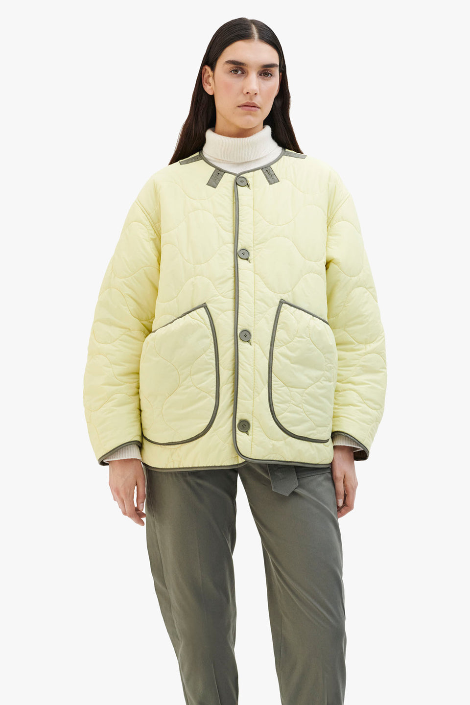 Cropped Quilt Jacket - Bronze / Pale Yellow (listing page thumbnail)