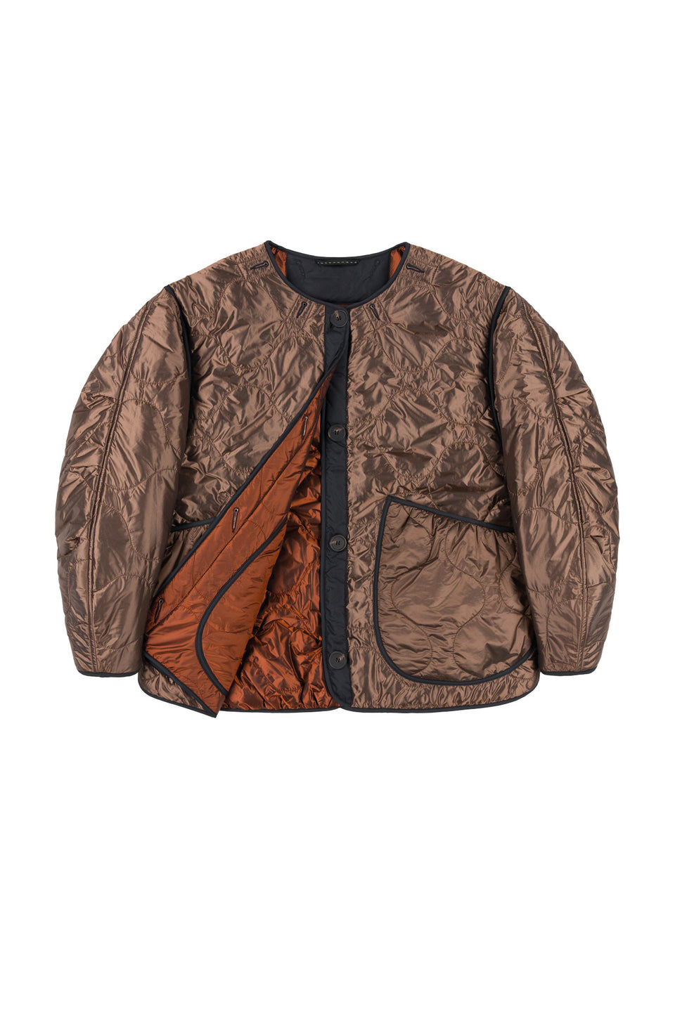 Cropped Quilt Jacket - Dark Umber / Amber (listing page thumbnail)