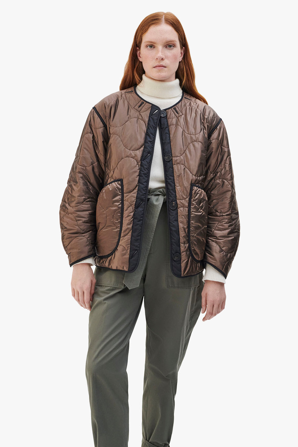 Cropped Quilt Jacket - Dark Umber / Amber (listing page thumbnail)