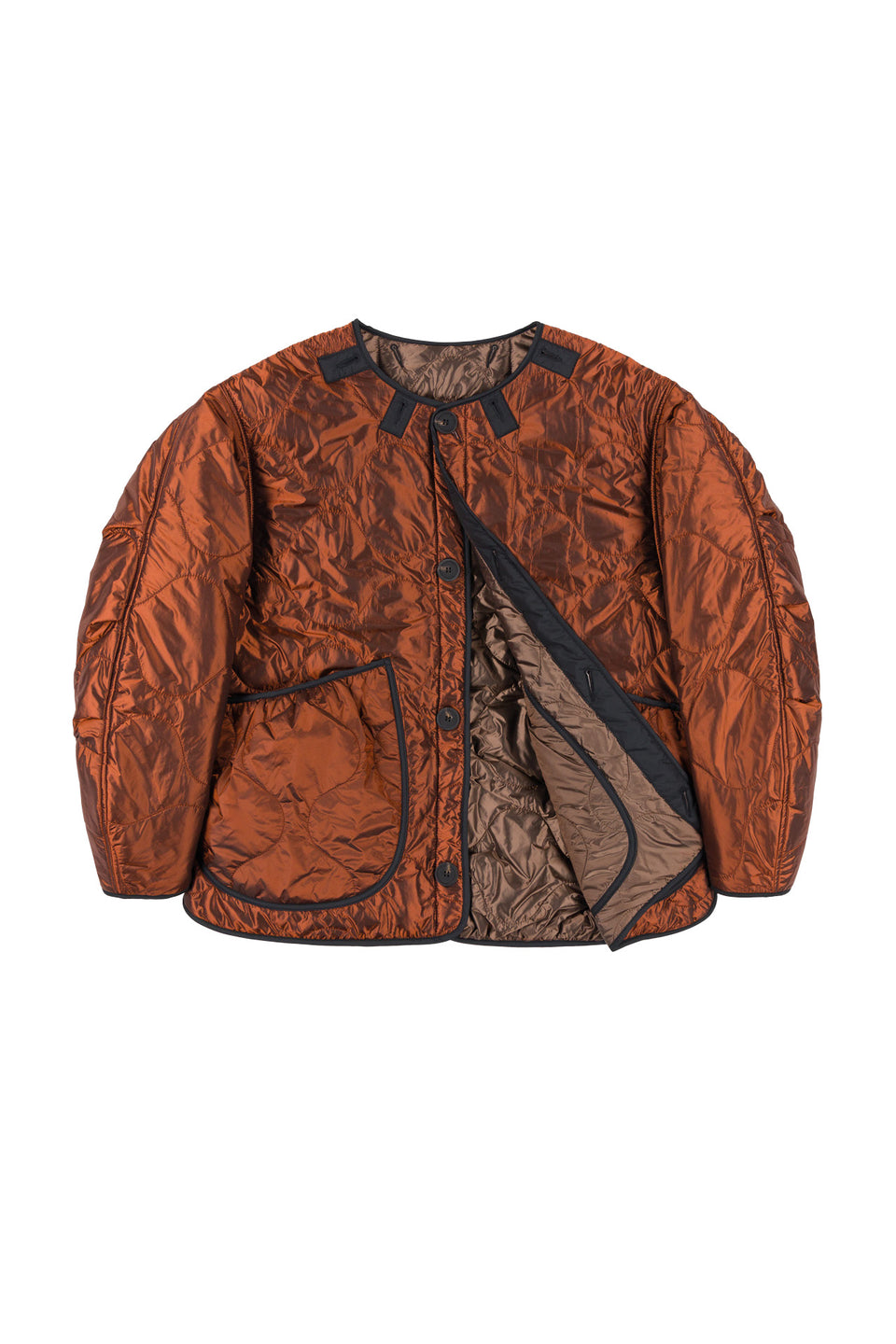 Cropped Quilt Jacket - Dark Umber / Amber (listing page thumbnail)