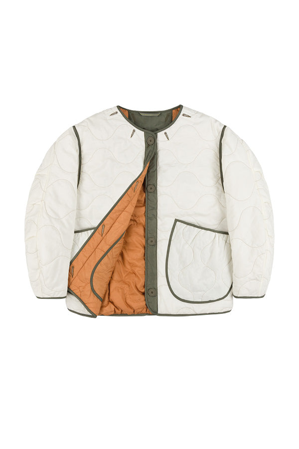 Cropped Quilt Jacket - Natural White / Orange (listing page thumbnail)