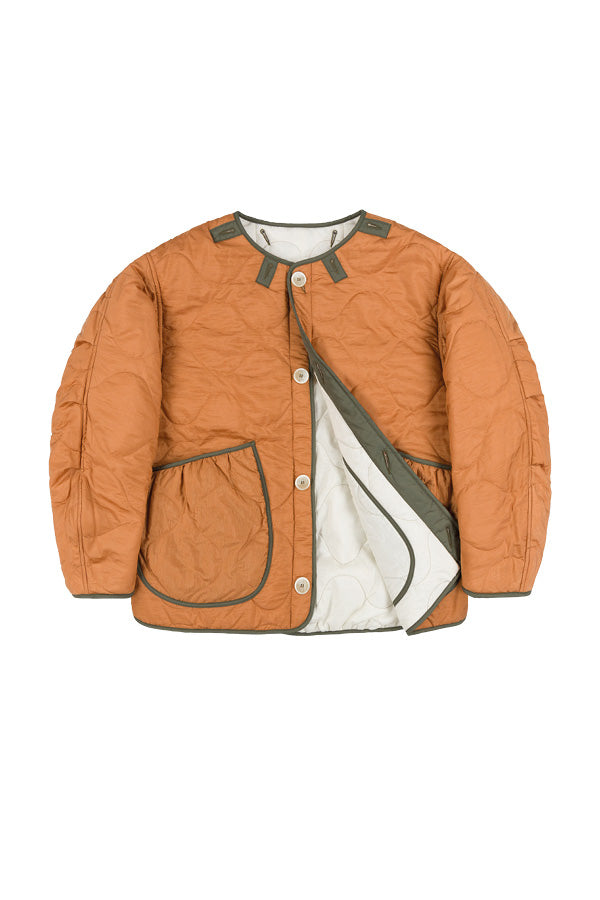 Cropped Quilt Jacket - Natural White / Orange (listing page thumbnail)