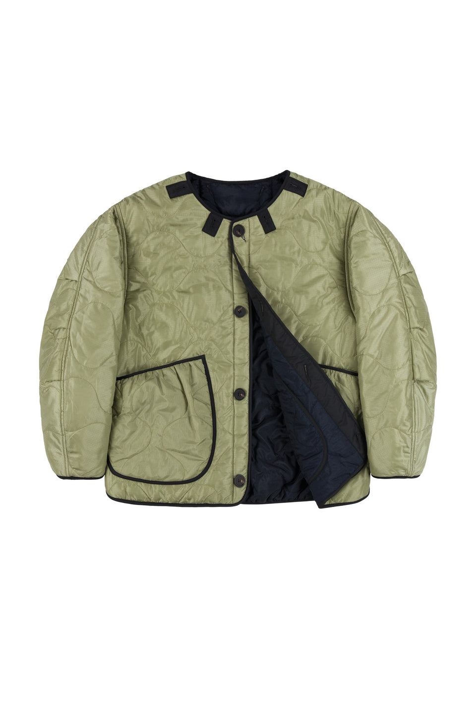 Cropped Quilt Jacket - Navy / Pale Sage (listing page thumbnail)