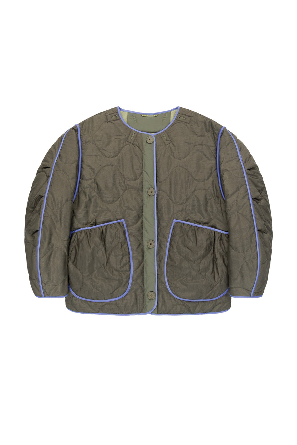 Cropped Quilt Jacket - Olive / Pale Sage (listing page thumbnail)