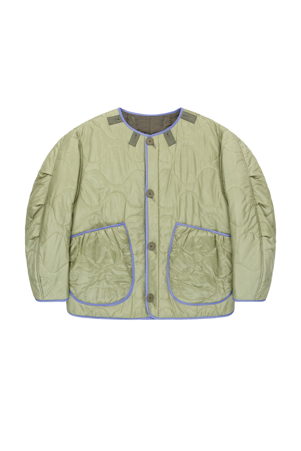 Cropped Quilt Jacket - Olive / Pale Sage (listing page thumbnail)