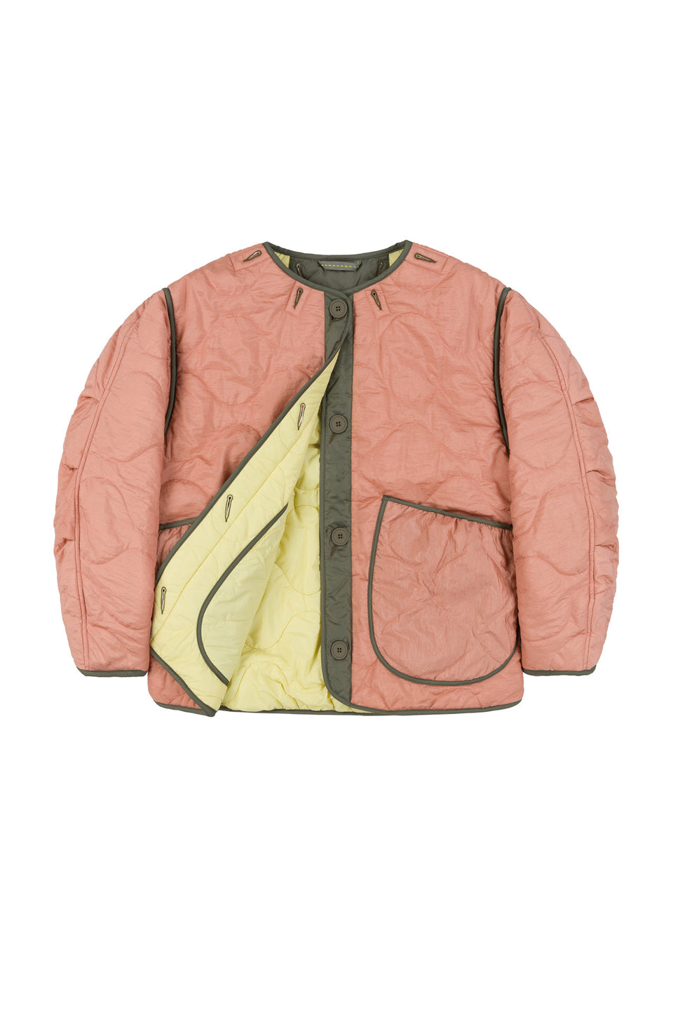 Cropped Quilt Jacket - Pale Pink / Pale Yellow (listing page thumbnail)