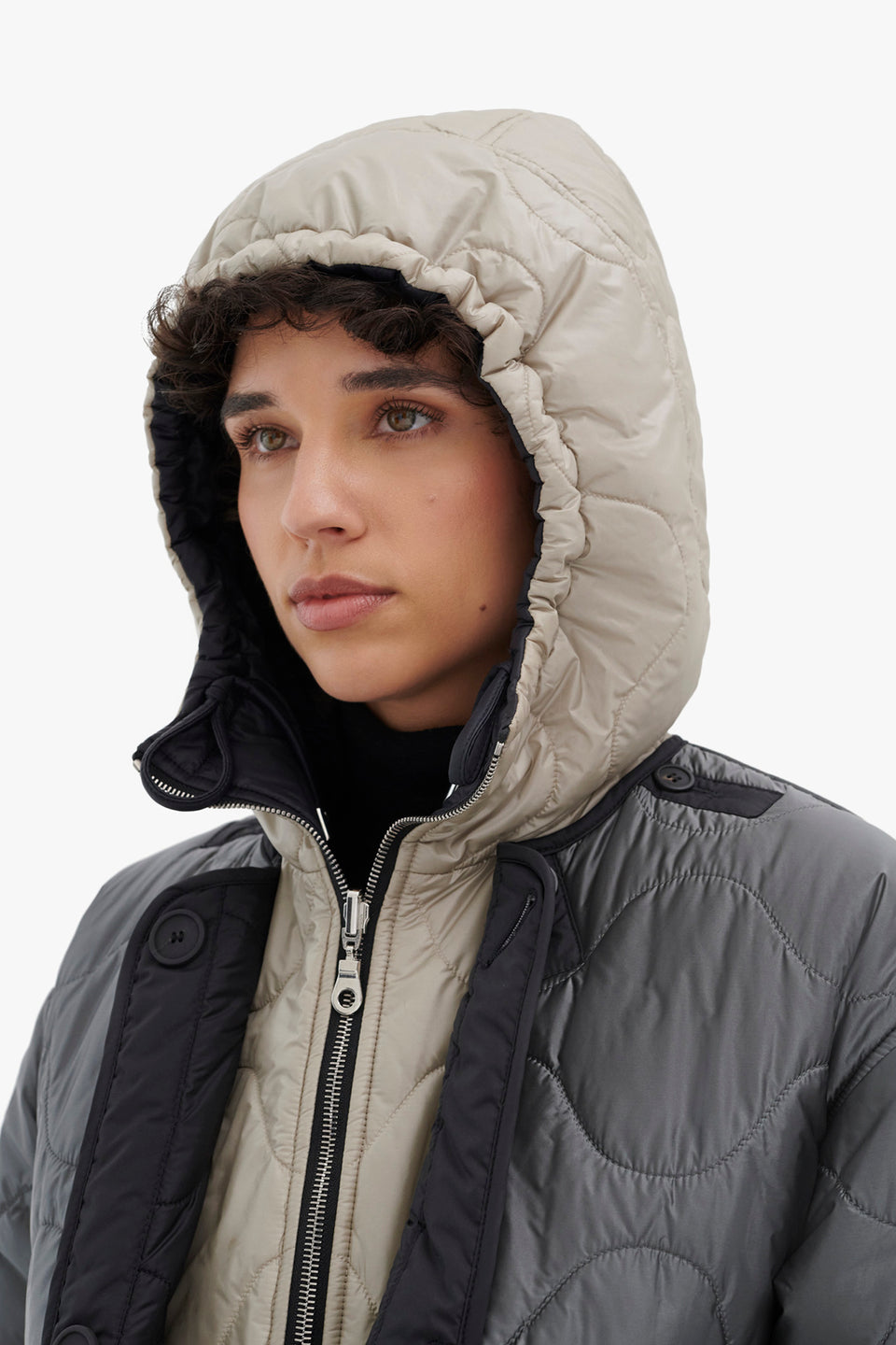 Elements Quilt Zip Hood - Black / Grey (listing page thumbnail)