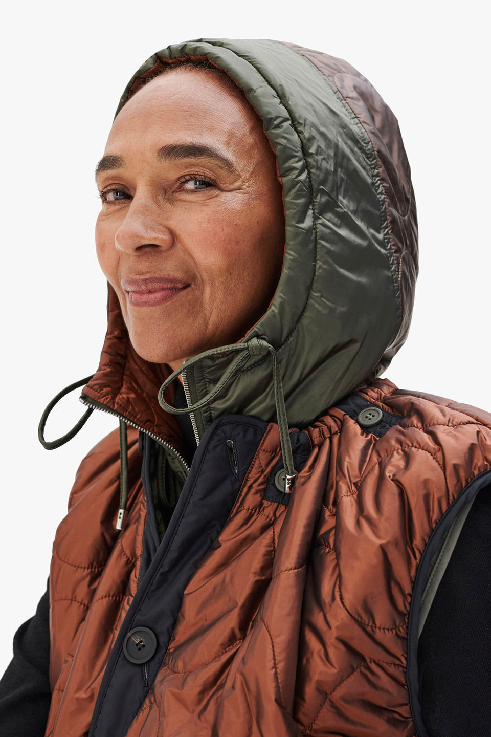 Elements Quilt Zip Hood - Dark Olive / Amber (listing page thumbnail)
