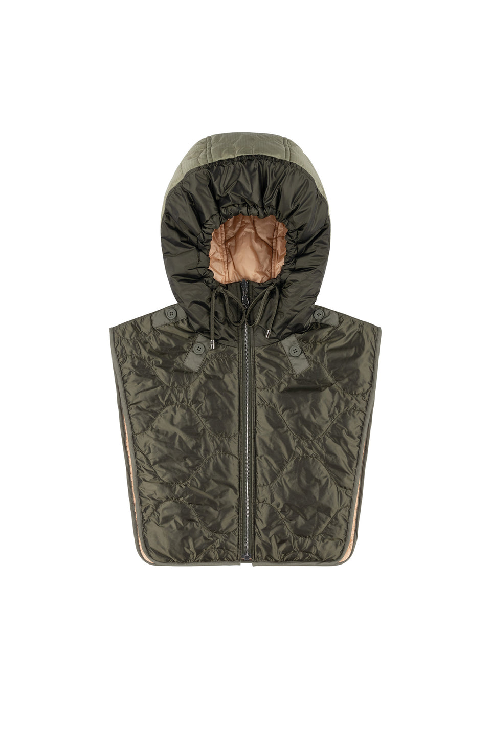 Elements Quilt Zip Hood - Dark Olive / Soft Peach (listing page thumbnail)