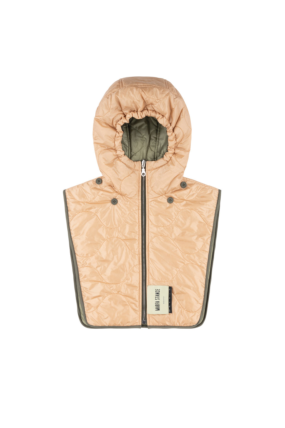 Elements Quilt Zip Hood - Dark Olive / Soft Peach (listing page thumbnail)