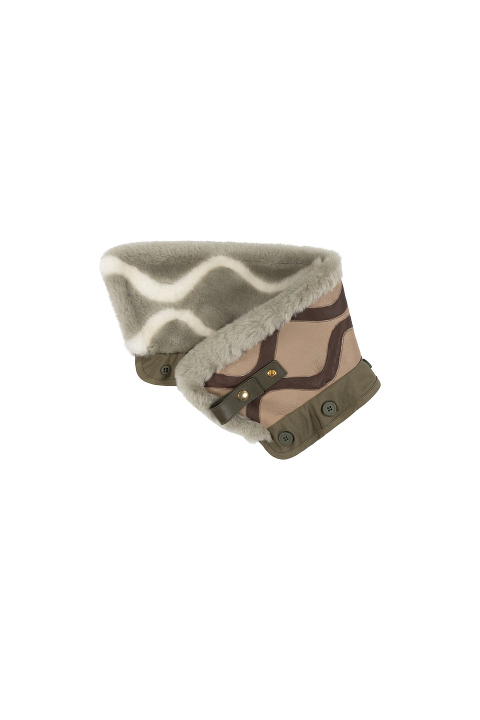 Intarsia Aviator Collar - Pale Jade / Taupe (listing page thumbnail)