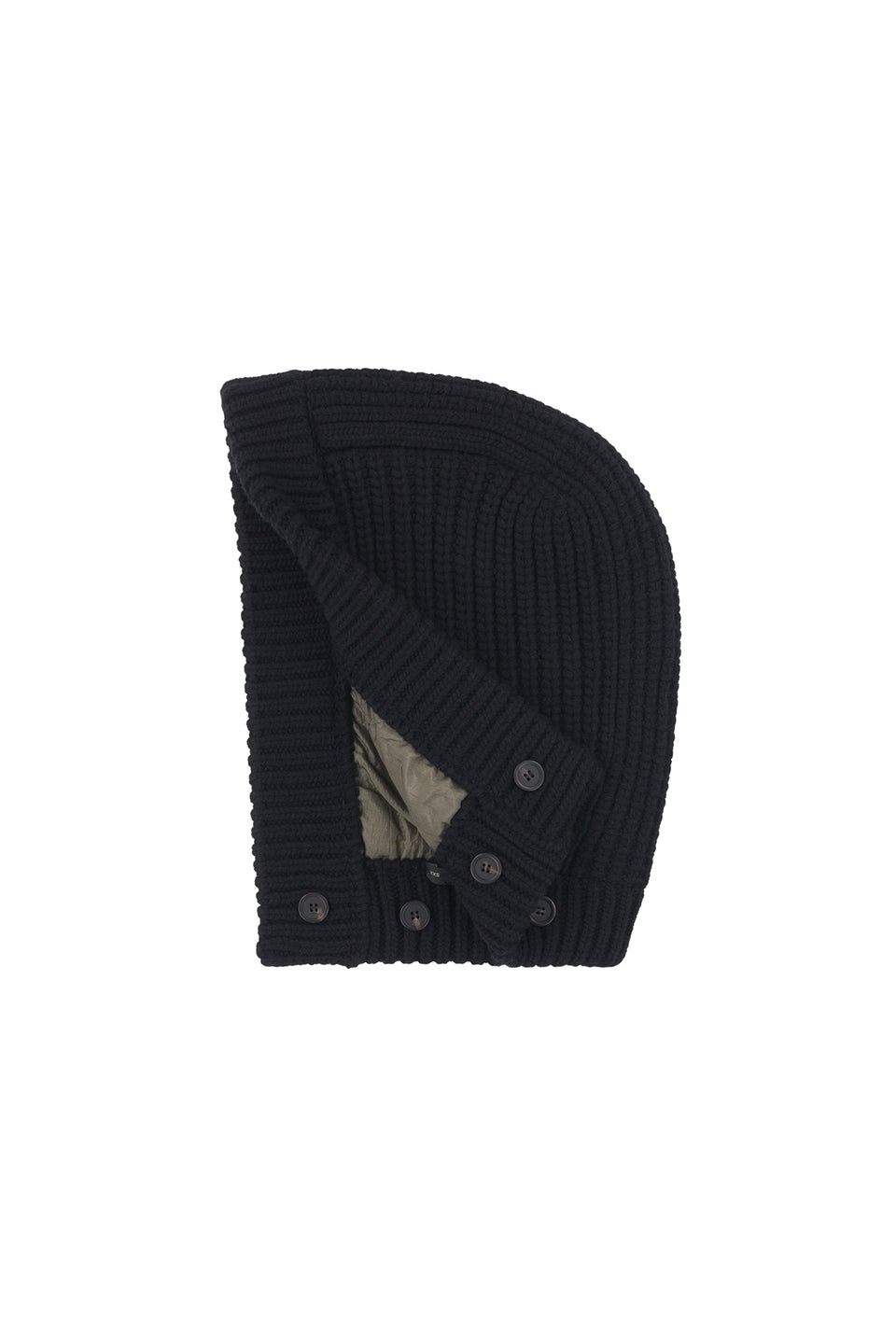 Knit Quilt Hood - Black / Dark Olive (listing page thumbnail)