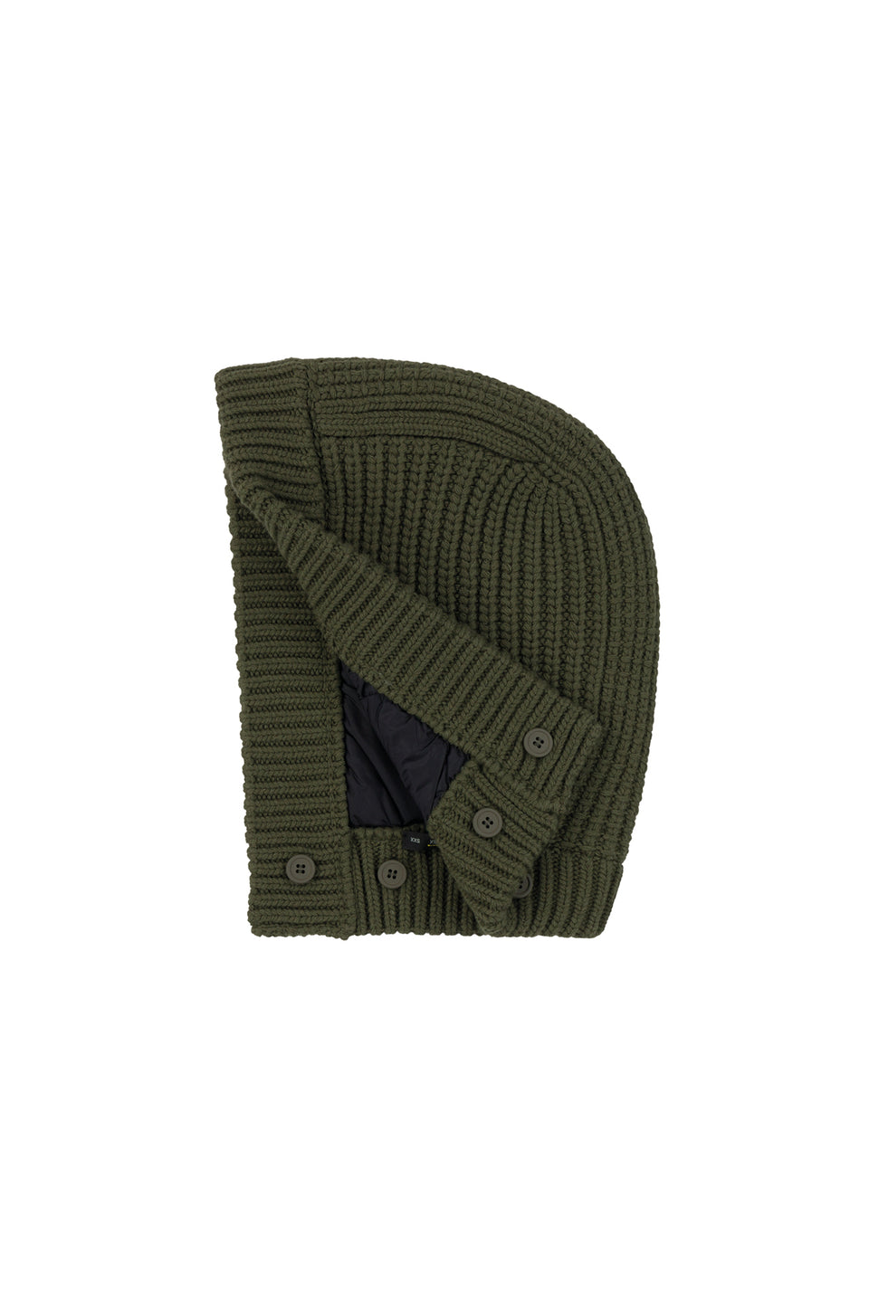 Knit Quilt Hood - Dark Olive / Black (listing page thumbnail)