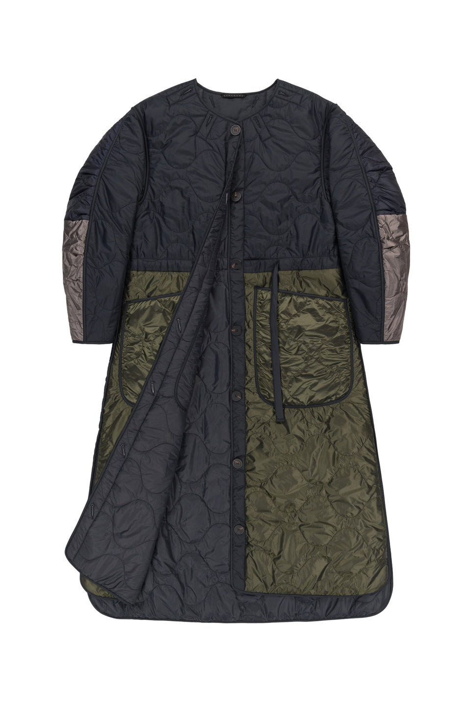 Long Patchwork Quilt Jacket - Black / Slate (listing page thumbnail)