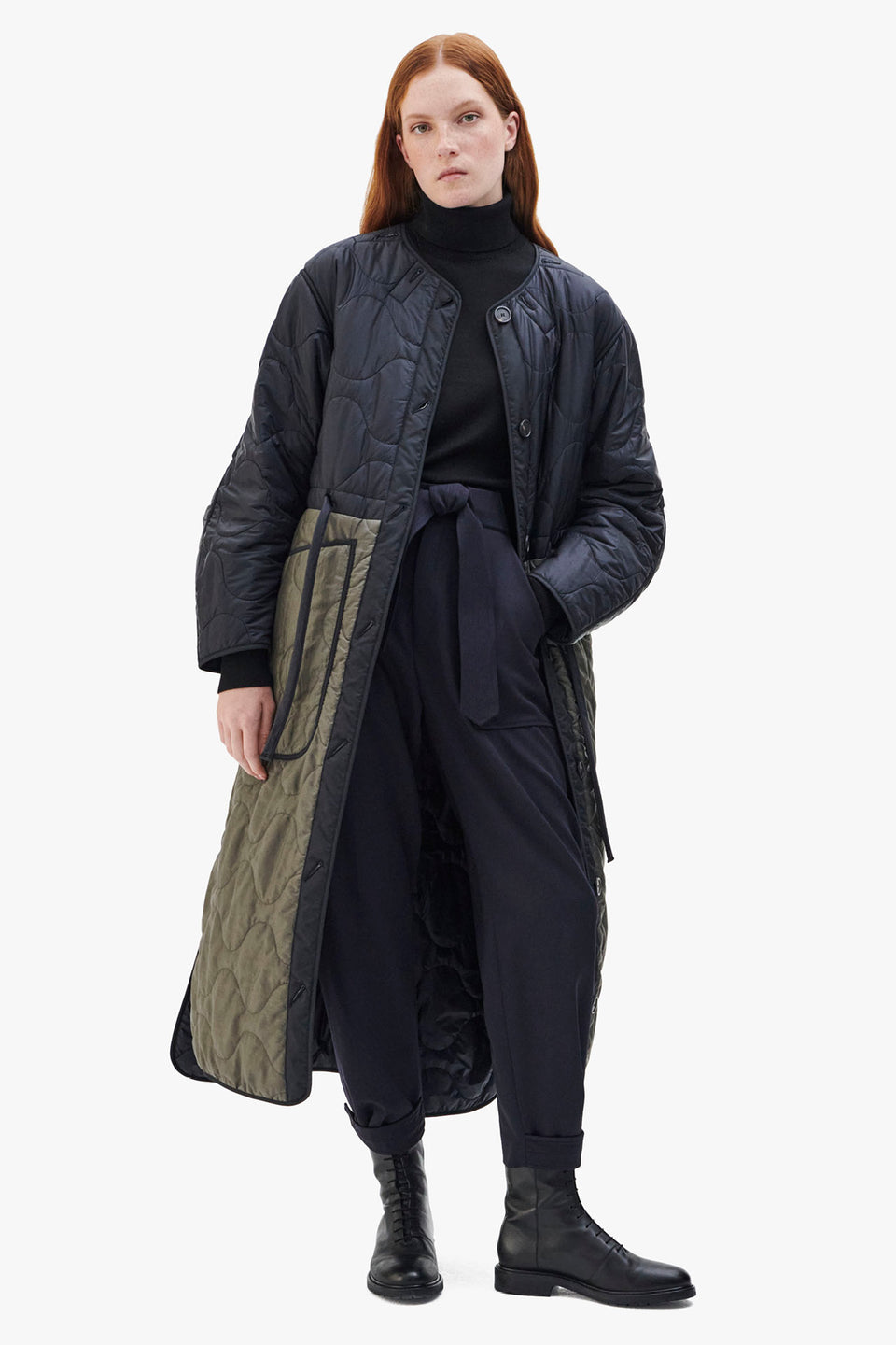 Long Patchwork Quilt Jacket - Black / Slate (listing page thumbnail)