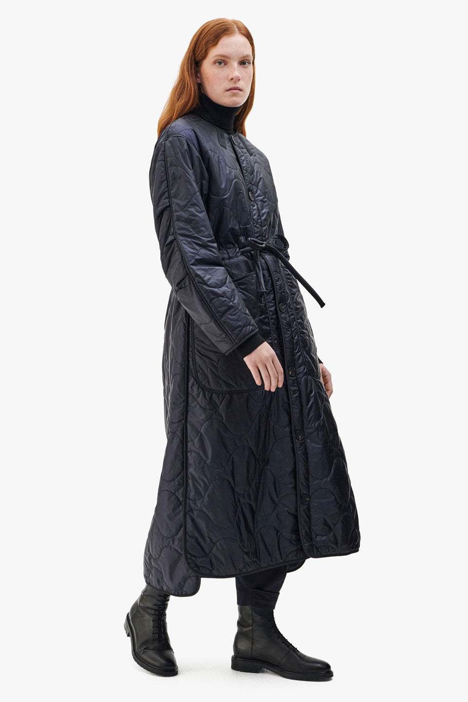 Long Patchwork Quilt Jacket - Black / Slate (listing page thumbnail)