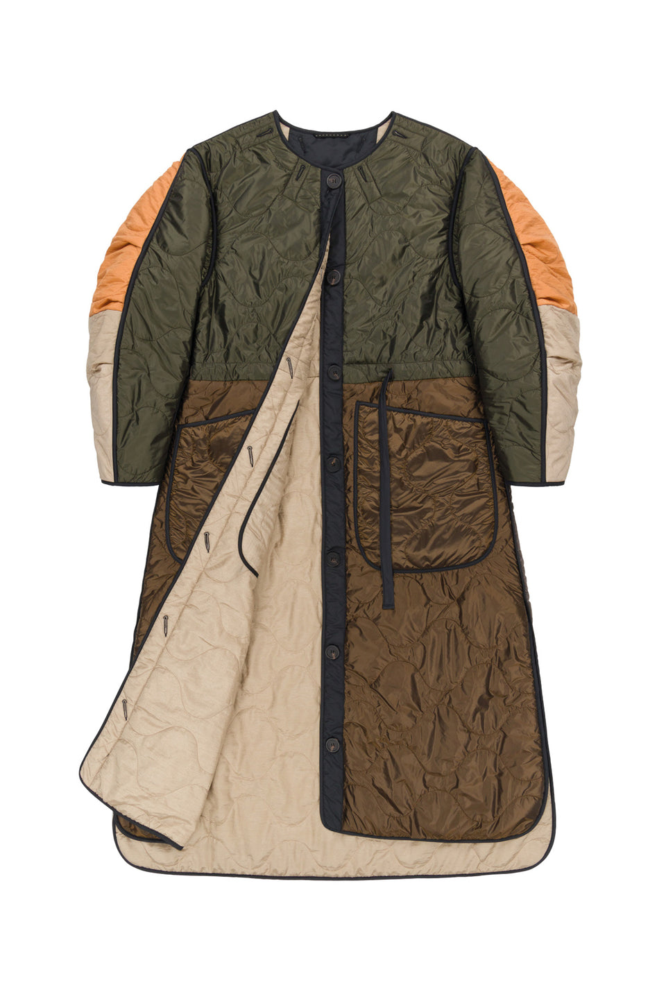 Long Patchwork Quilt Jacket - Bronze / Stone (listing page thumbnail)