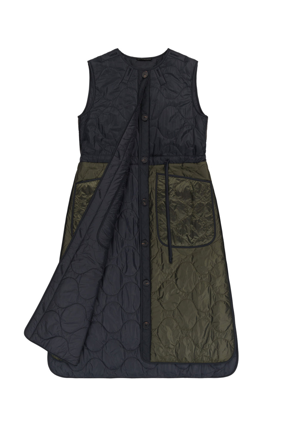 Long Patchwork Quilt Vest - Black / Slate (listing page thumbnail)