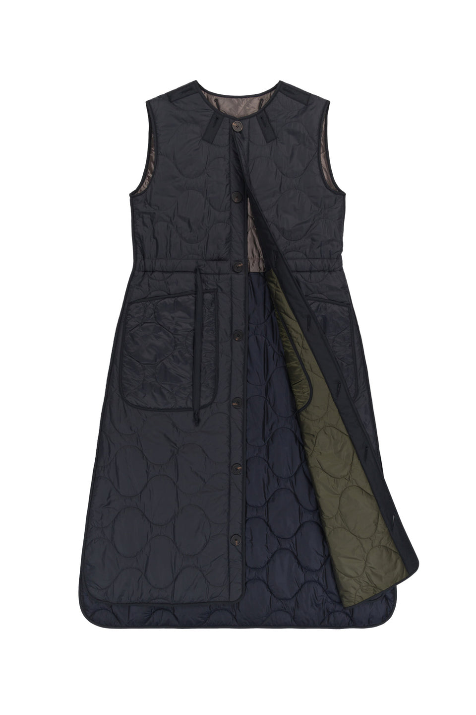 Long Patchwork Quilt Vest - Black / Slate (listing page thumbnail)