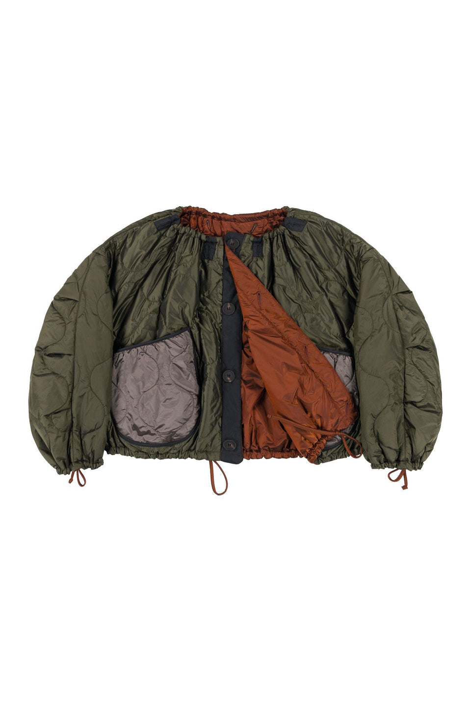 Parachute Quilt Bomber - Amber / Dark Olive (listing page thumbnail)