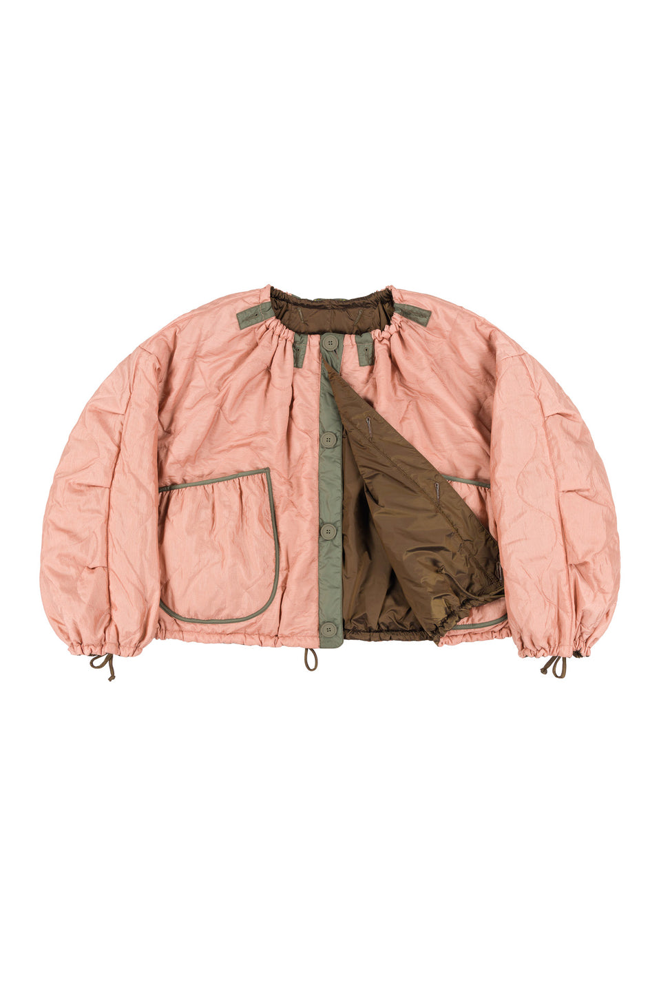 Parachute Quilt Bomber - Bronze / Pale Pink (listing page thumbnail)