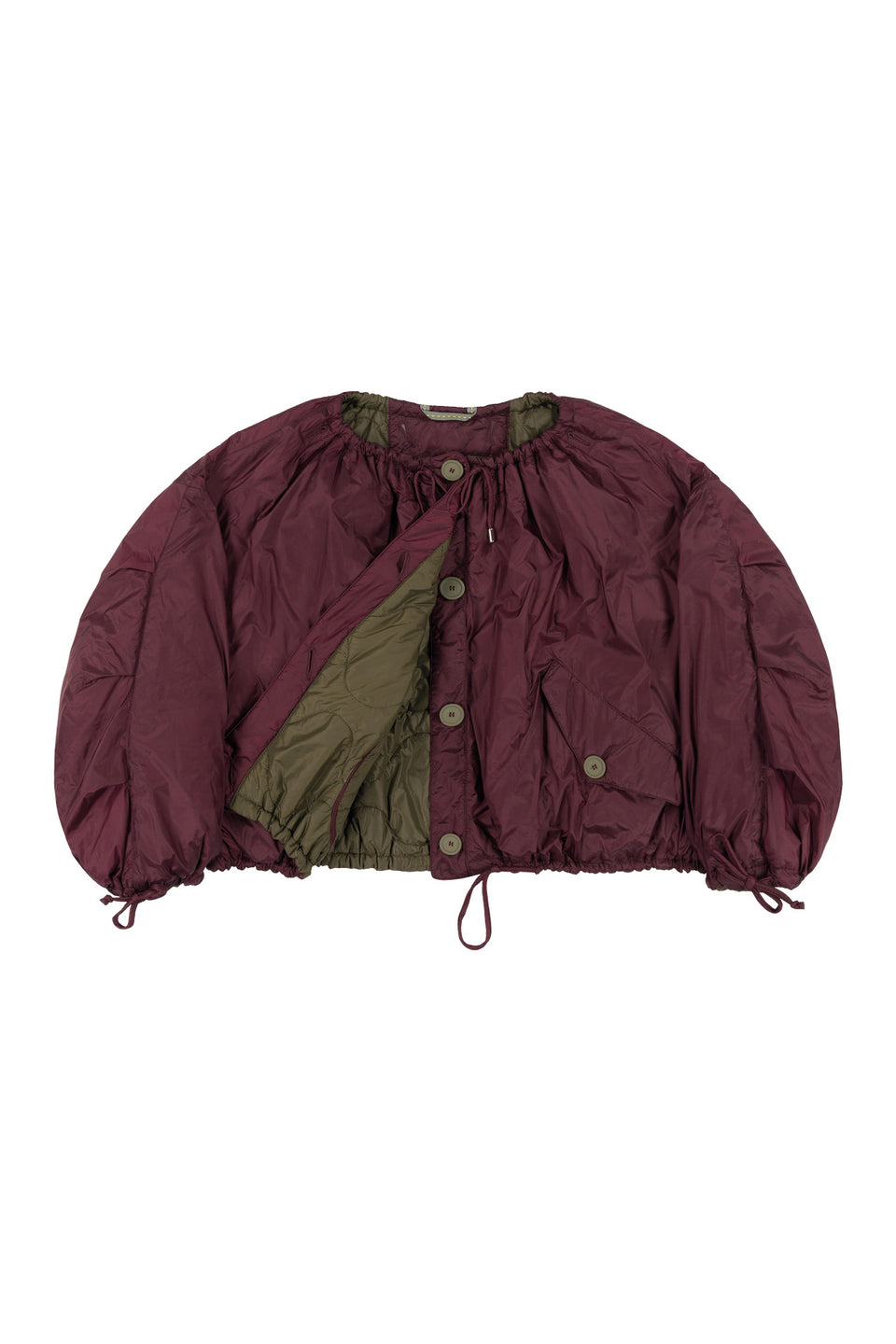 Parachute Quilt Bomber - Wine / Dark Olive (listing page thumbnail)