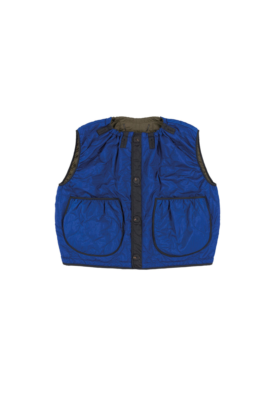 Parachute Quilt Vest - Dark Olive / Cobalt (listing page thumbnail)