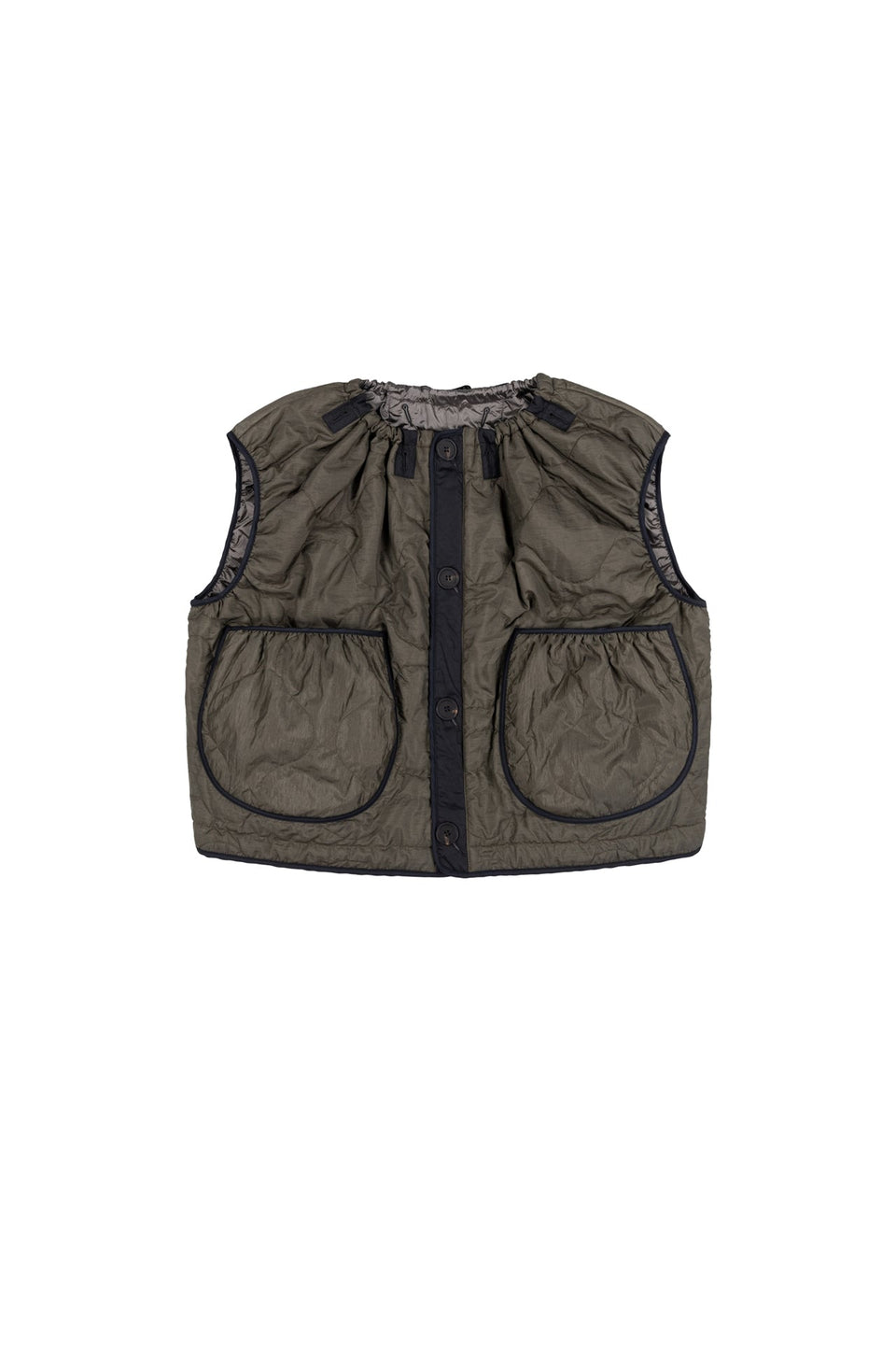 Parachute Quilt Vest - Granite / Dark Olive (listing page thumbnail)