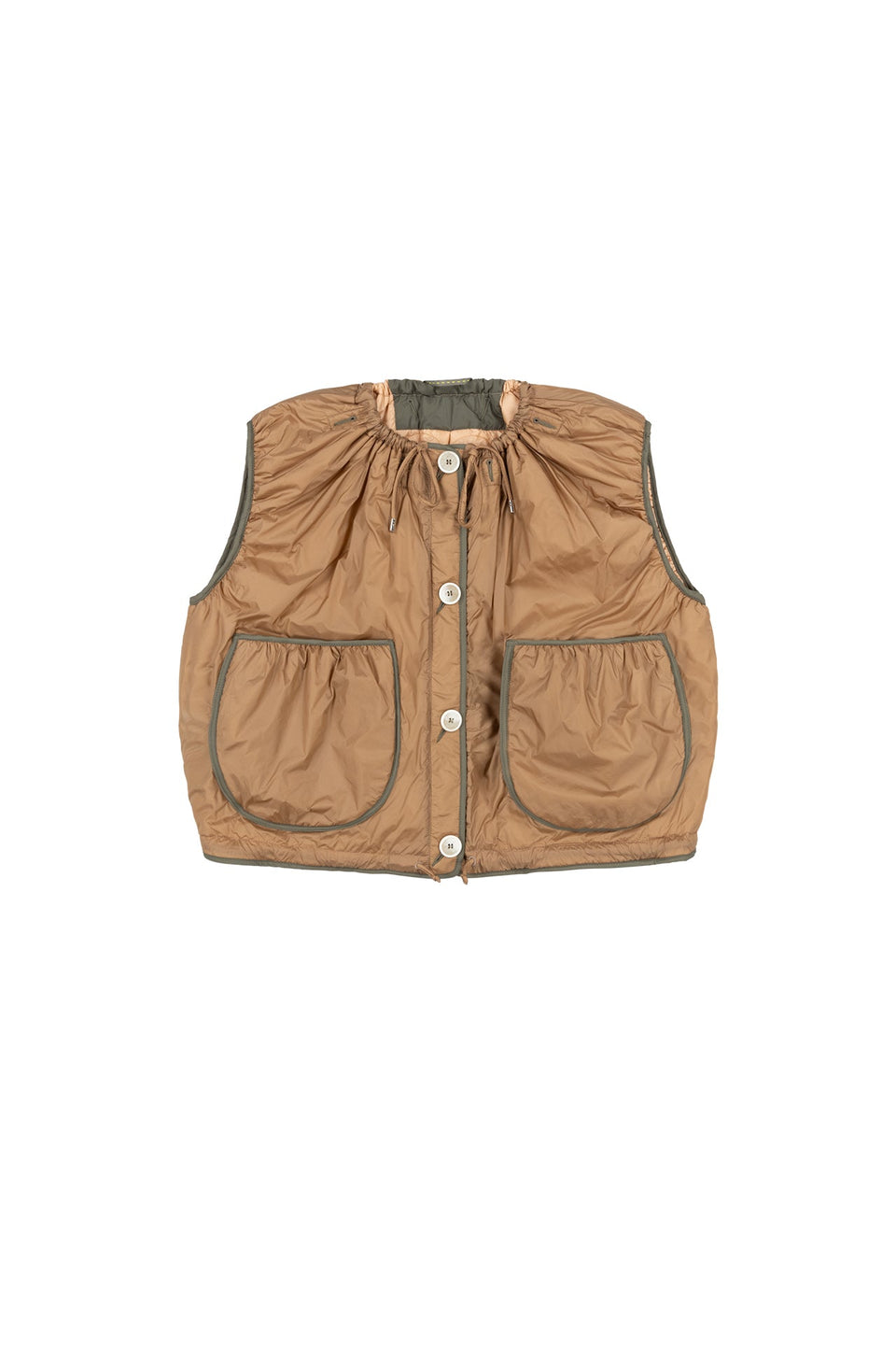 Parachute Quilt Vest - Mocha Brown / Soft Peach (listing page thumbnail)