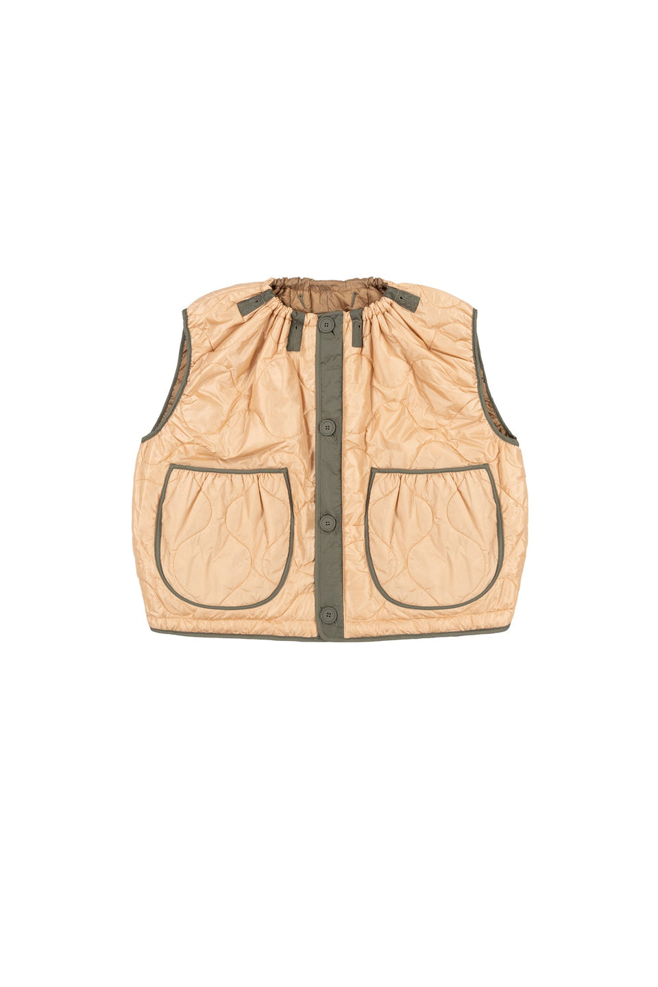 Parachute Quilt Vest - Mocha Brown / Soft Peach (listing page thumbnail)
