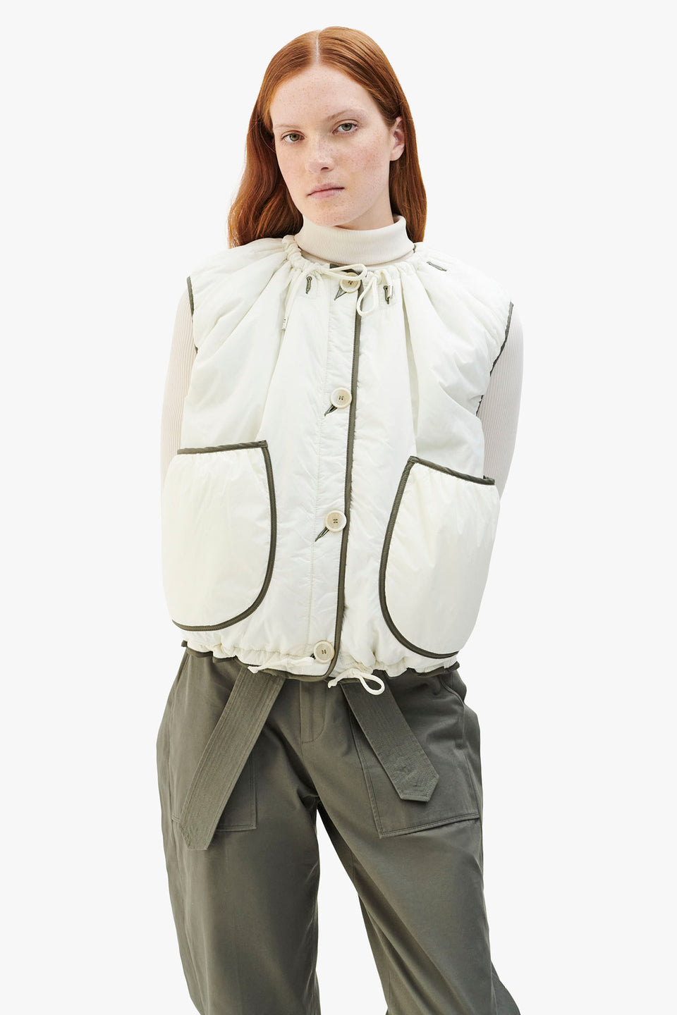 Parachute Quilt Vest - White / Pale Sage (listing page thumbnail)
