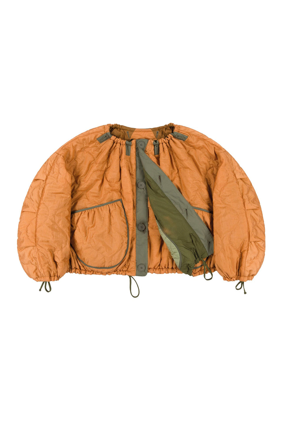 Patchwork Parachute Bomber - Dark Olive / Burnt Orange (listing page thumbnail)