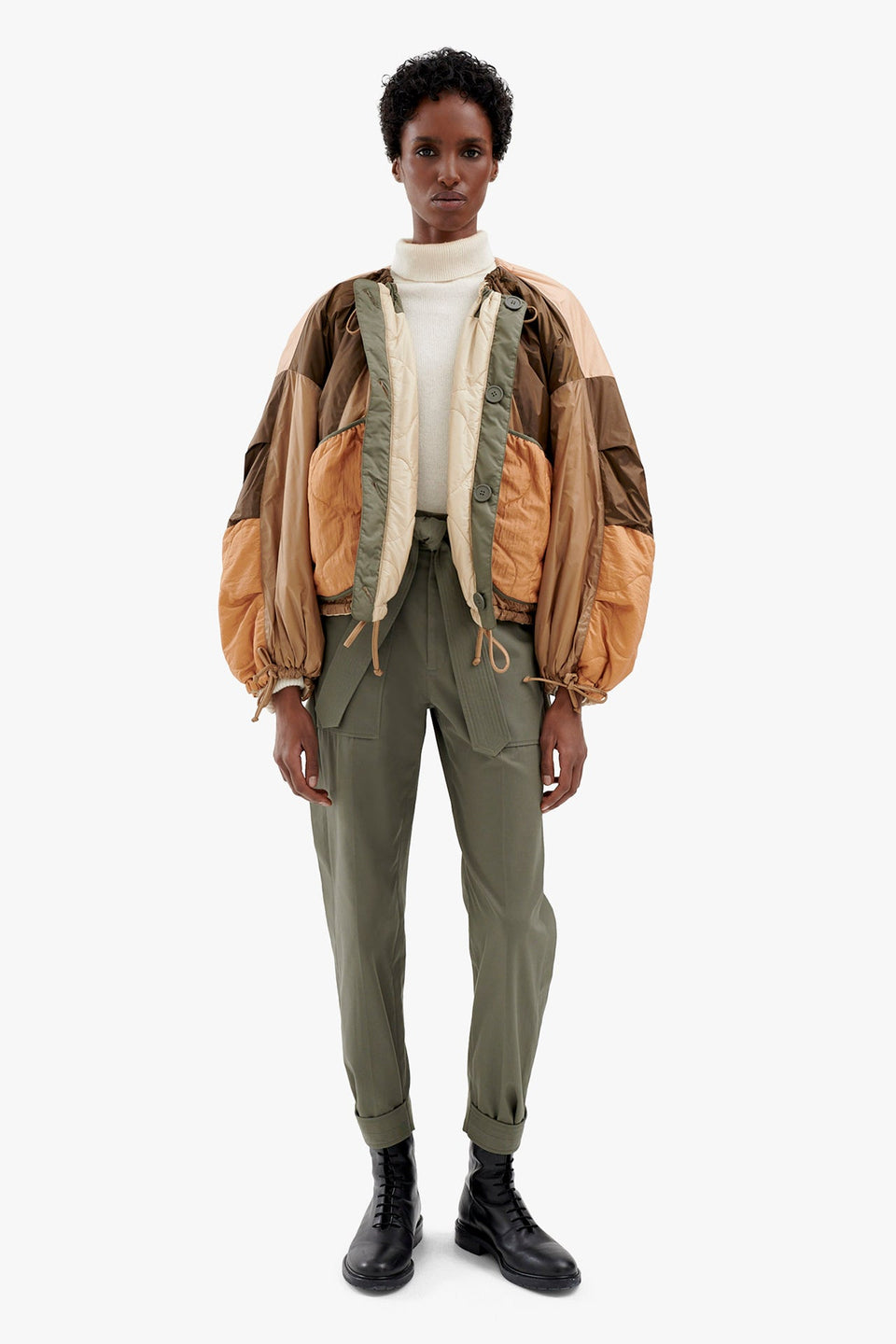 Patchwork Parachute Bomber - Mocha Brown / Oyster (listing page thumbnail)