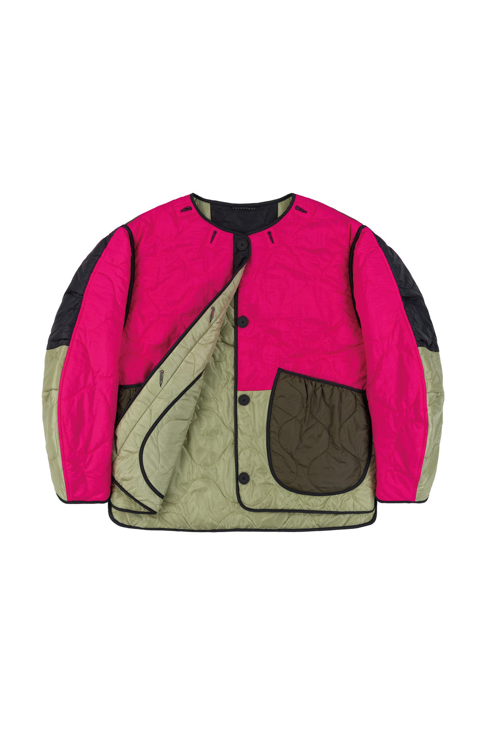 Patchwork Quilt Jacket - Fuchsia / Pale Sage (listing page thumbnail)