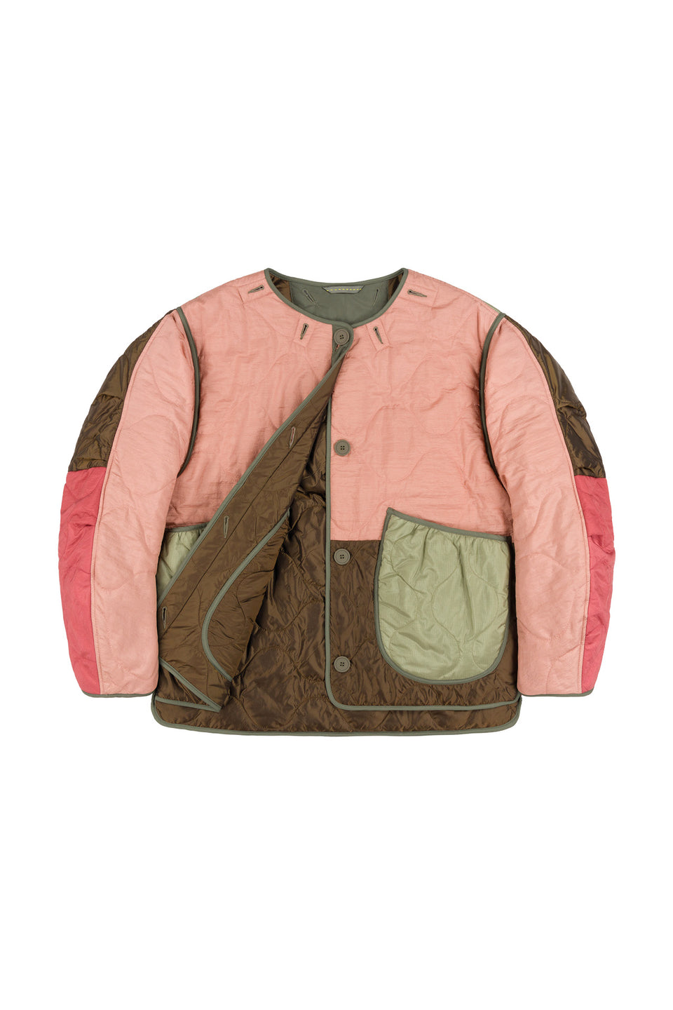 Patchwork Quilt Jacket - Pale Pink / Bronze (listing page thumbnail)