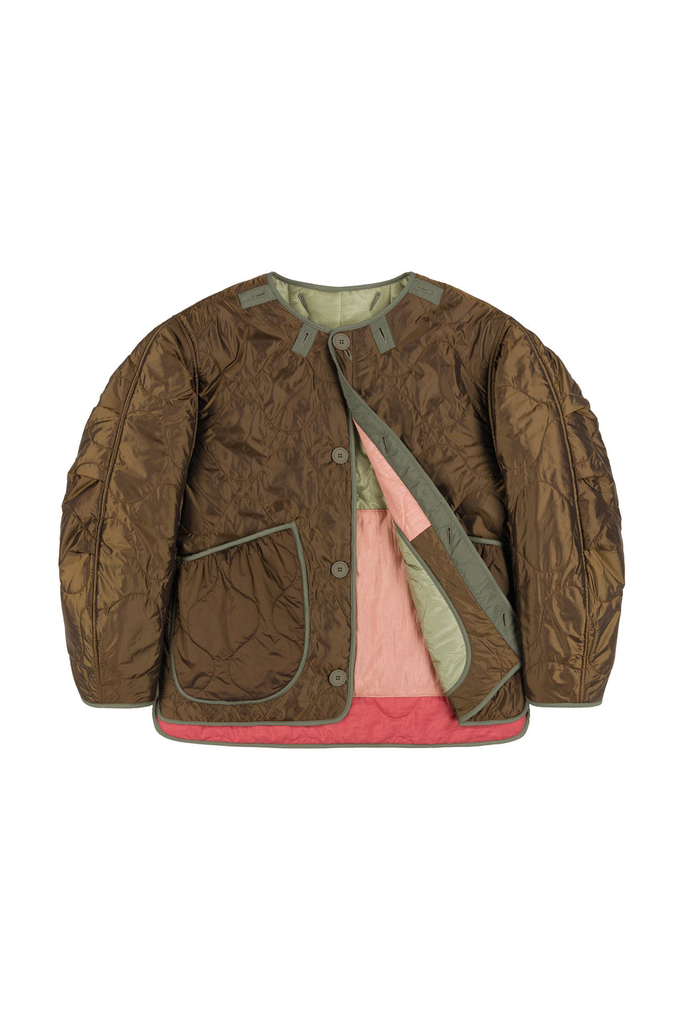 Patchwork Quilt Jacket - Pale Pink / Bronze (listing page thumbnail)