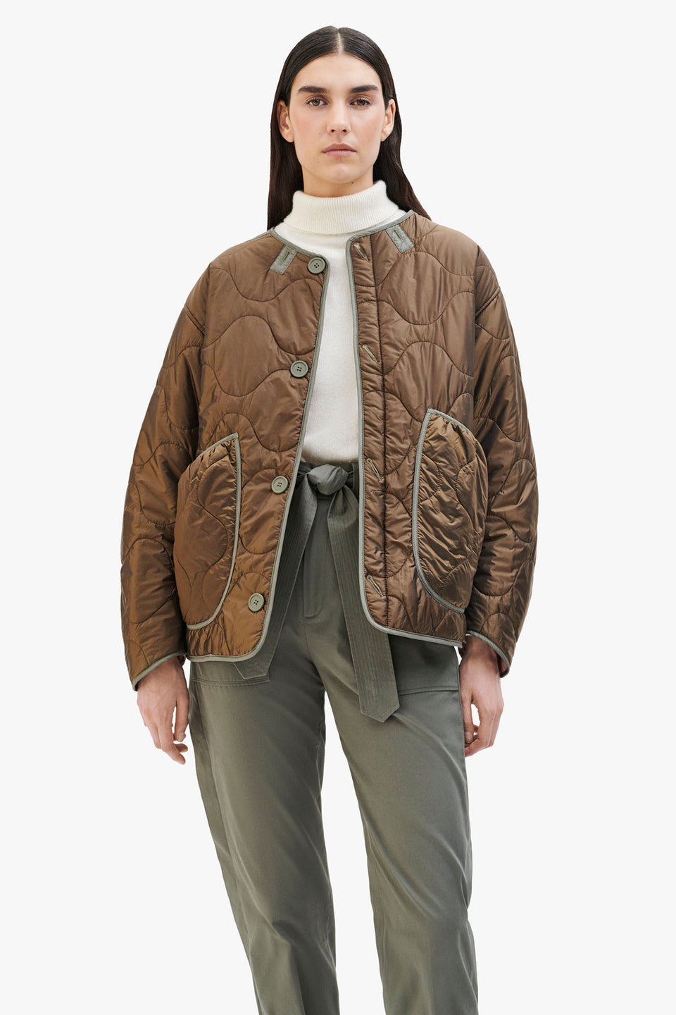 Patchwork Quilt Jacket - Pale Pink / Bronze (listing page thumbnail)