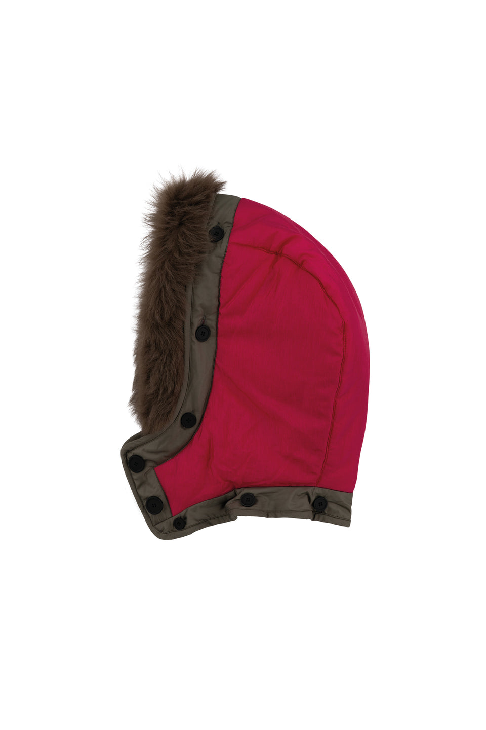 Quilt Hood Shearling Trim - Fuchsia / Dark Olive (listing page thumbnail)