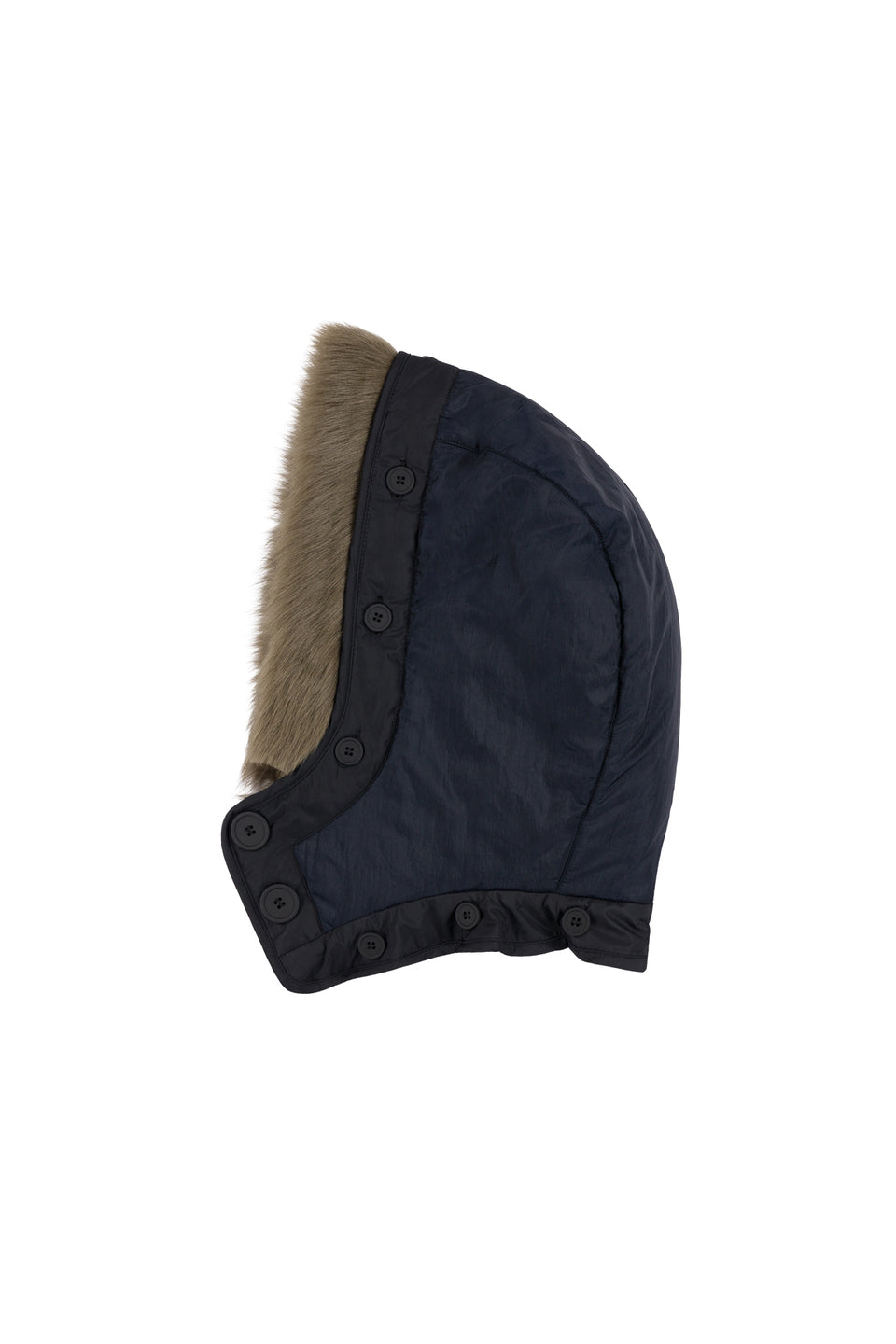 Quilt Hood Shearling Trim - Navy / Dark Olive (listing page thumbnail)