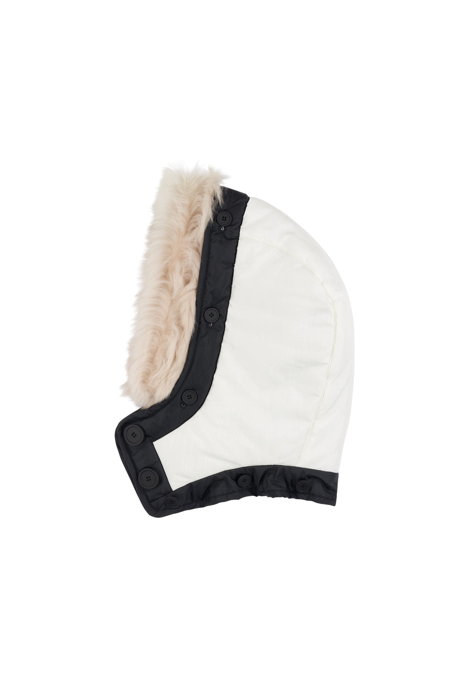 Quilt Hood Shearling Trim - White / Black (listing page thumbnail)