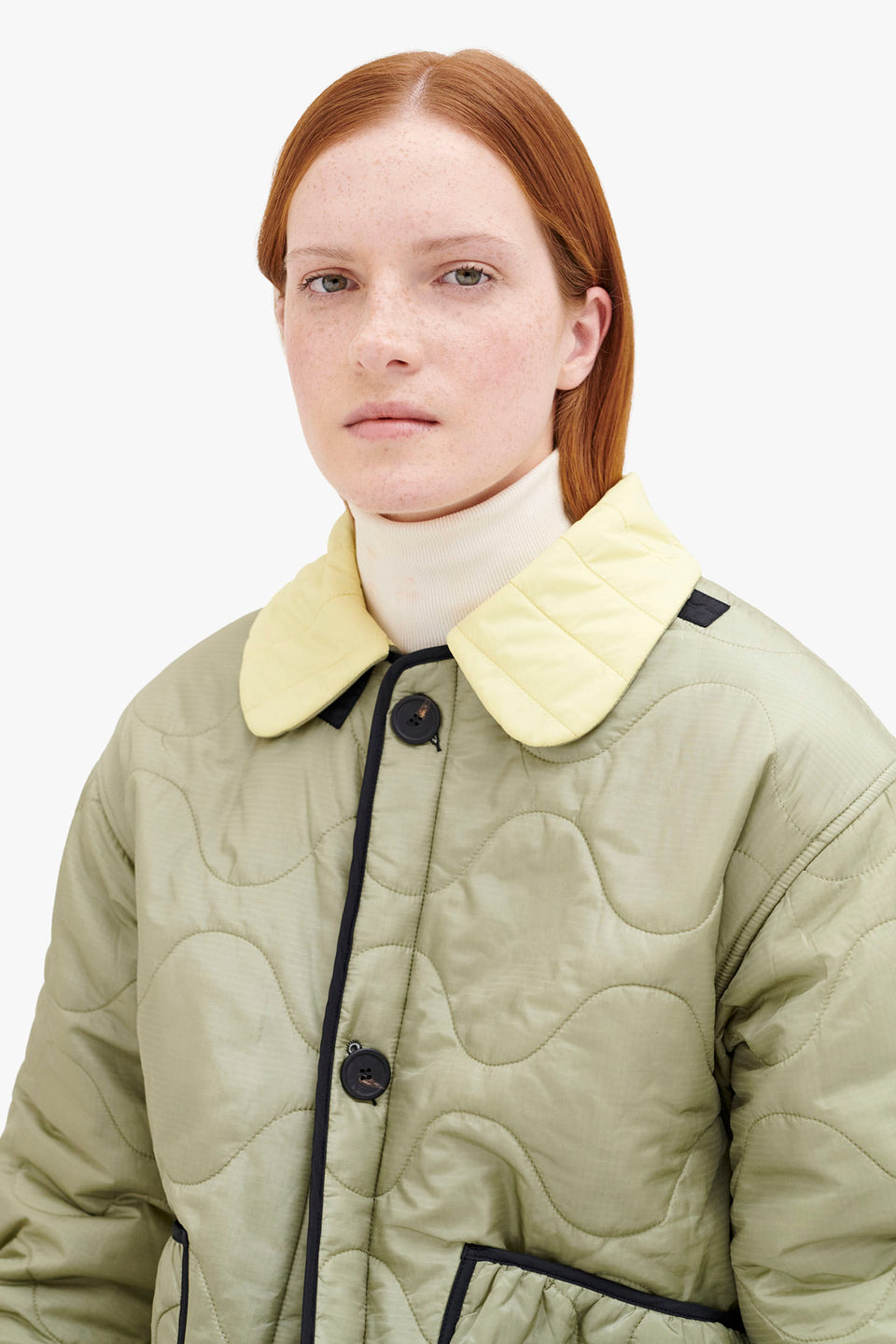 Quilted Collar - Pale Yellow / Pale Sage (listing page thumbnail)
