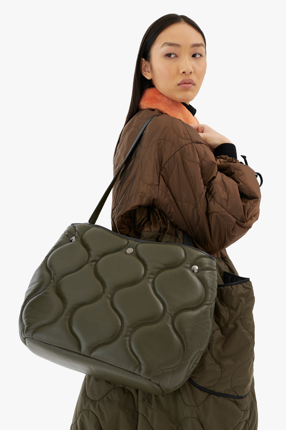 Quilted Leather Signature Bag - Olive (listing page thumbnail)