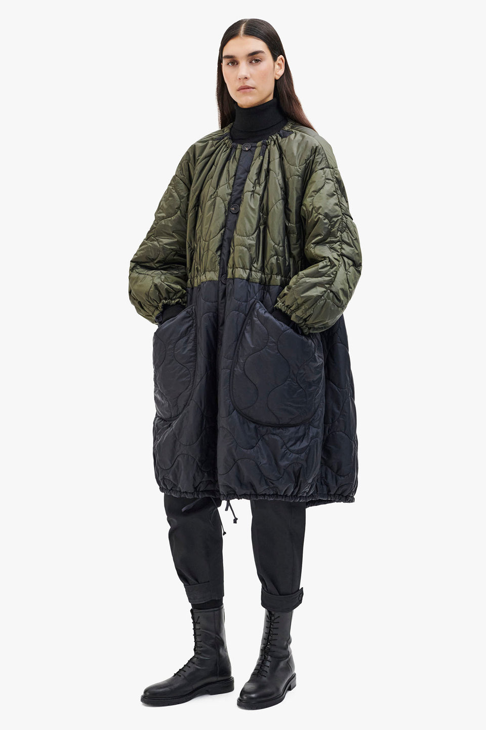 Quilted Parachute Parka - Dark Olive & Black / Midnight (listing page thumbnail)