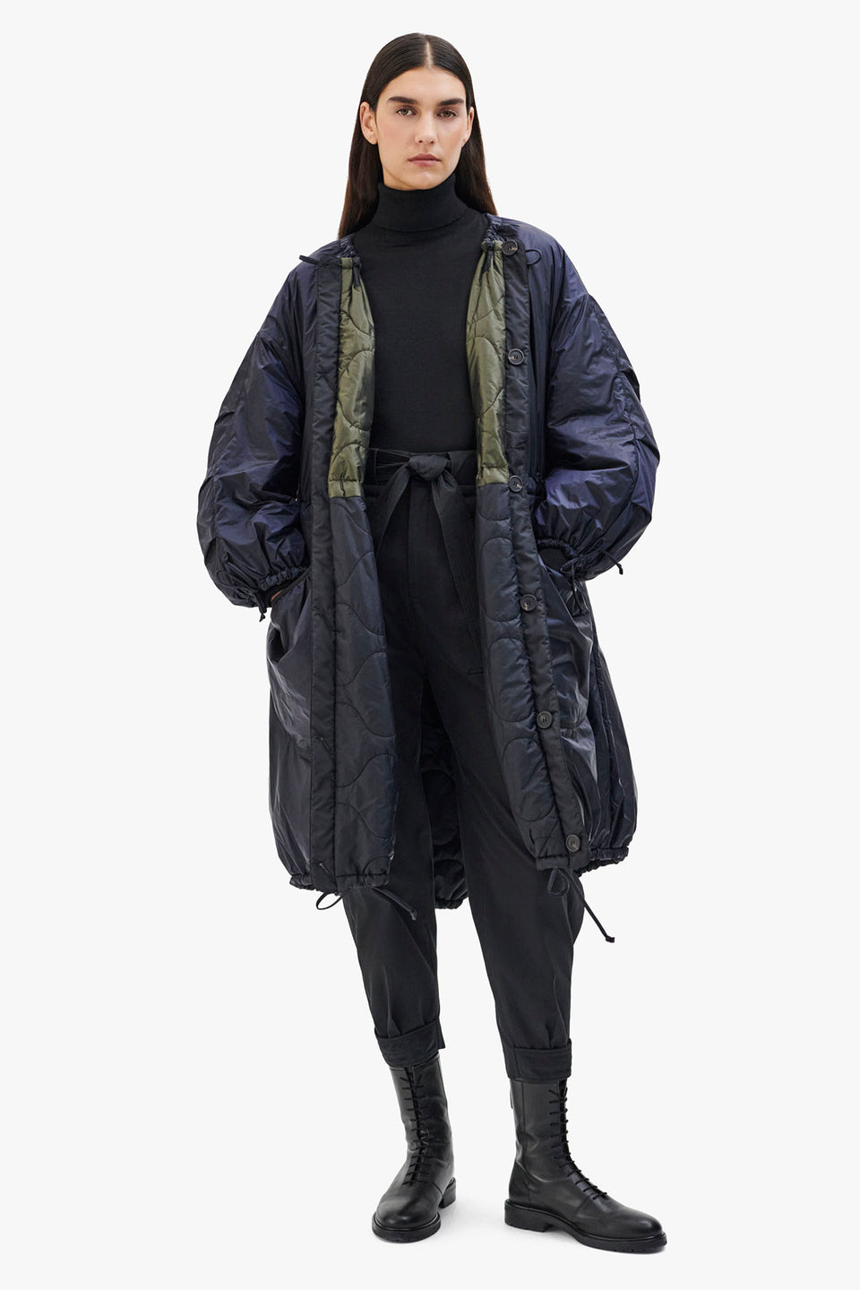 Quilted Parachute Parka - Dark Olive & Black / Midnight (listing page thumbnail)