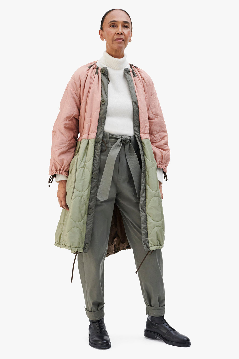 Quilted Parachute Parka - Pale Pink / Bronze (listing page thumbnail)