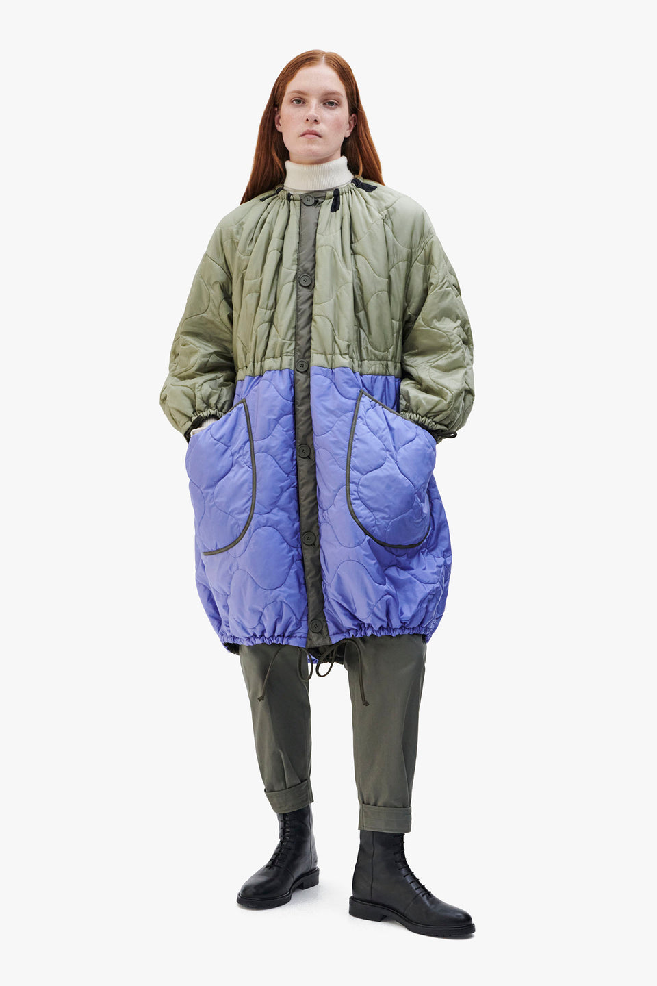 Quilted Parachute Parka - Pale Sage / Dark Olive (listing page thumbnail)