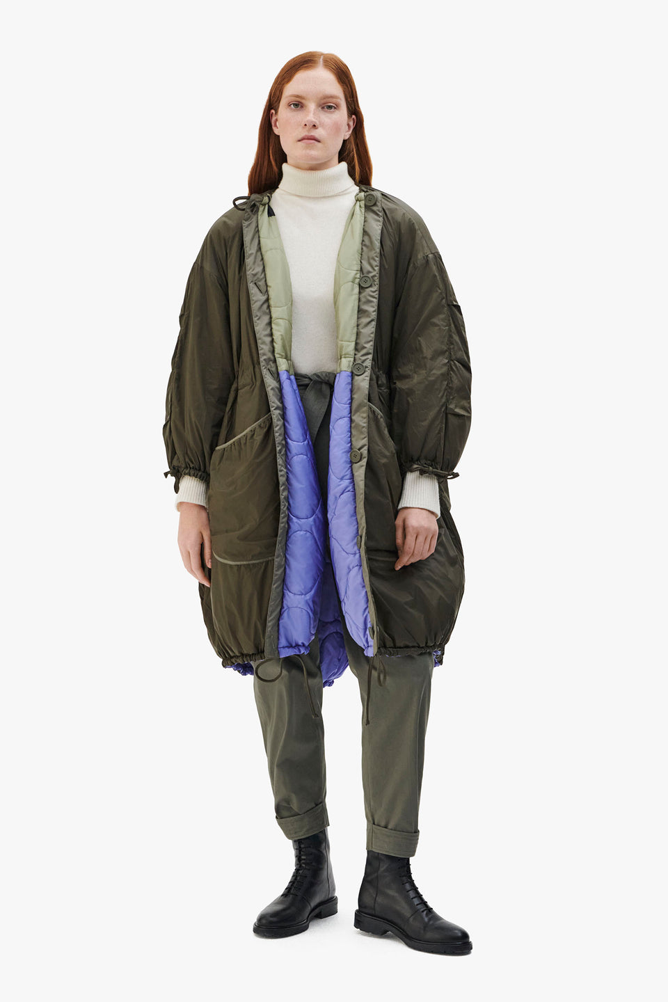 Quilted Parachute Parka - Pale Sage / Dark Olive (listing page thumbnail)
