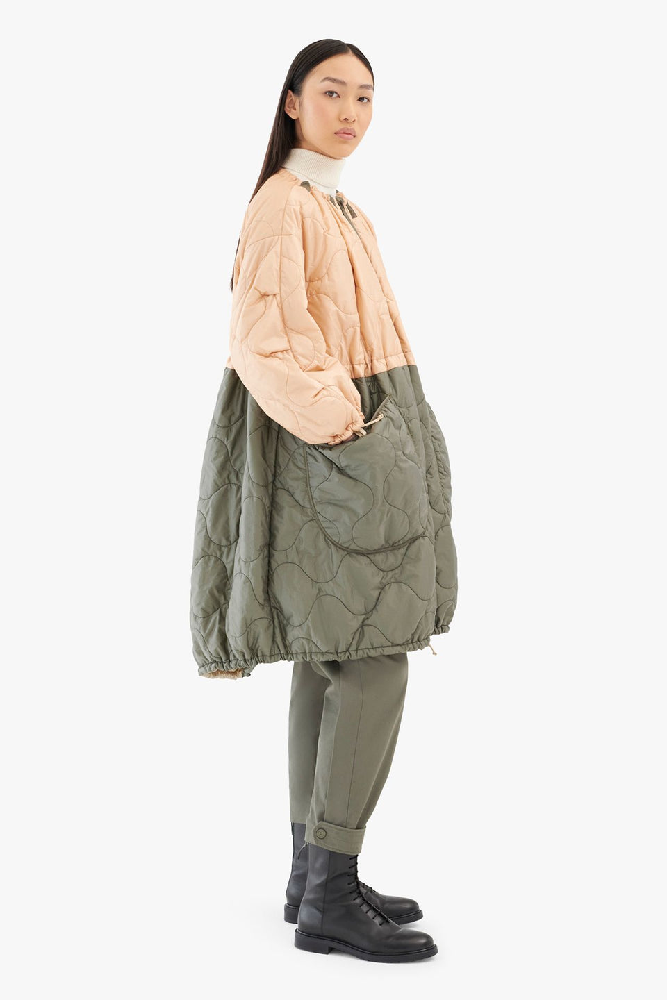 Quilted Parachute Parka - Soft Peach / Oyster (listing page thumbnail)