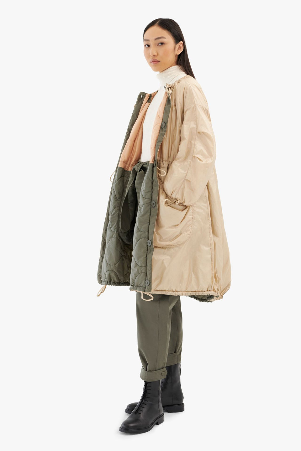 Quilted Parachute Parka - Soft Peach / Oyster (listing page thumbnail)